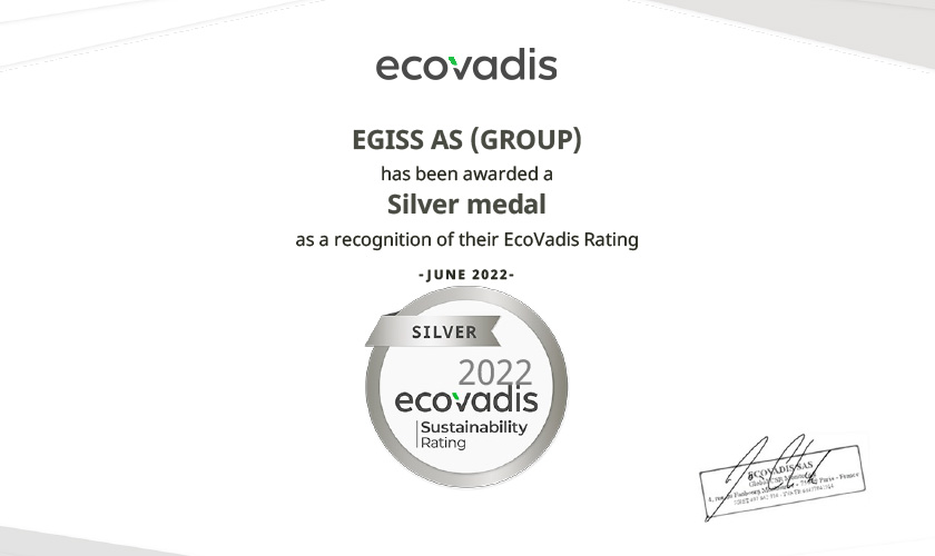 EcoVadis Silver medal rating for Egiss